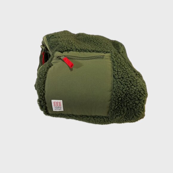 Topo Designs EUC Reversible Sherpa Jacket Full Zip Men's Med dark Green / Olive - Picture 6 of 8